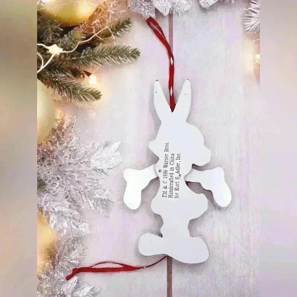 Kurt Adler TM&C 1996 Warner Brothers Wooden Bugs Bunny Movable Ornament VTG - Picture 6 of 6